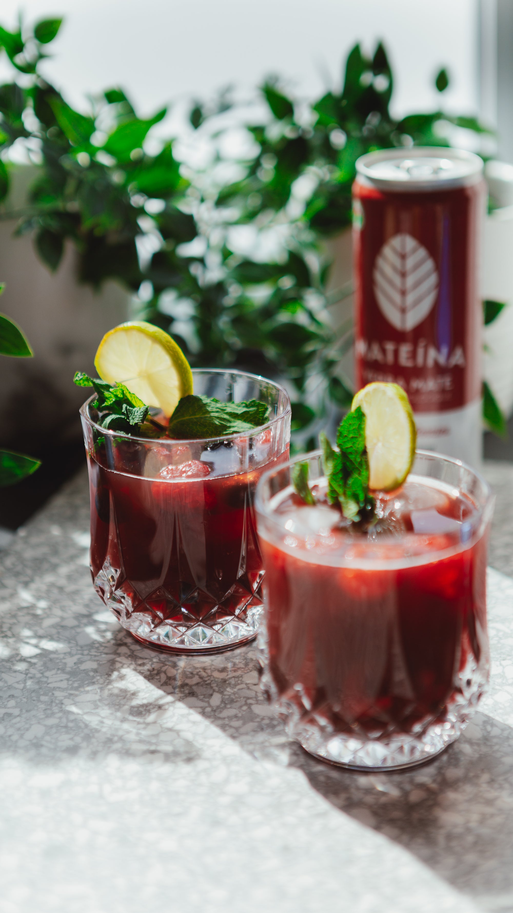 Mocktail Hibiscus, mint, berries and Yerba Mate